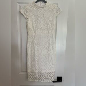 Baltic Born White Lace Midi Dress